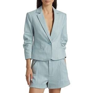 CINQ A SEPT Khloe Ruched Sleeve Mélange Blazer